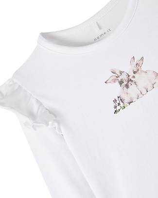 Name it Long Sleeves Shirt - Bright White - with Ruffles - Organic Cotton Long Sleeves Tops