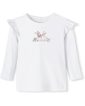 Name it Long Sleeves Shirt - Bright White - with Ruffles - Organic Cotton Long Sleeves Tops