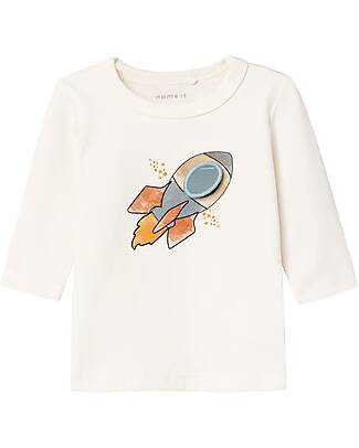 Name it Long Sleeves Shirt - Jet Stream - with Front Print - Organic Cotton Long Sleeves Tops