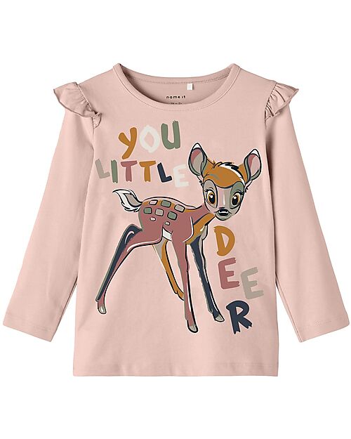 Name it Long Sleeves Shirt - Rose Smoke - with Ruffles and Front Print - Cotton Long Sleeves Tops