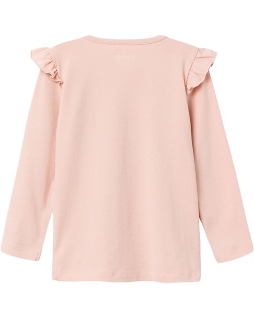 Name it Long Sleeves Shirt - Rose Smoke - with Ruffles and Front Print - Cotton Long Sleeves Tops