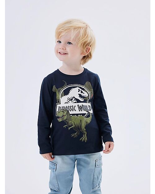 Name it Long Sleeves T-shirt - Dark Sapphire - Jurassic World - Bio Cotton Long Sleeves Tops