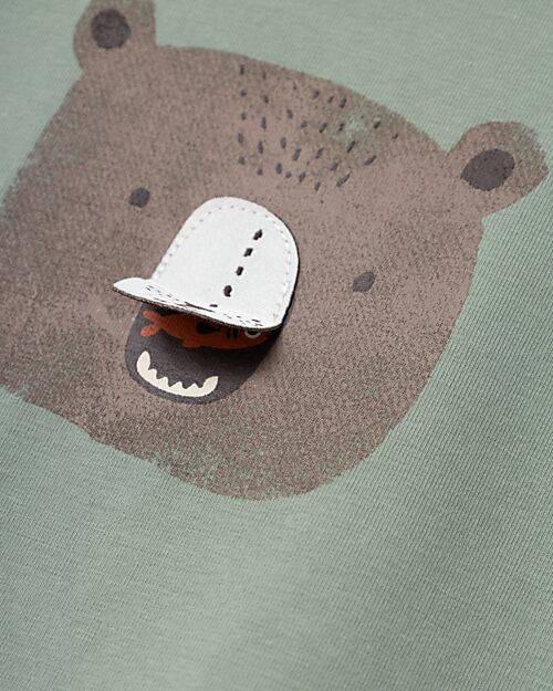 Name it Long Sleeves T-shirt - Green - Bear - Organic Cotton Long Sleeves Tops