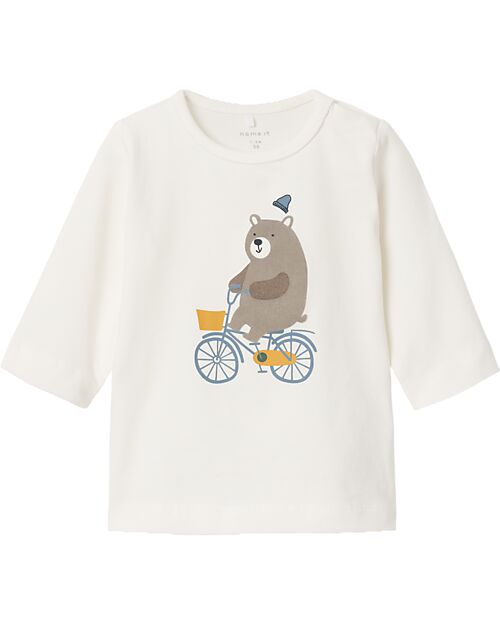 Name it Long Sleeves T-shirt - Jet Stream - Bear - Organic Cotton Long Sleeves Tops
