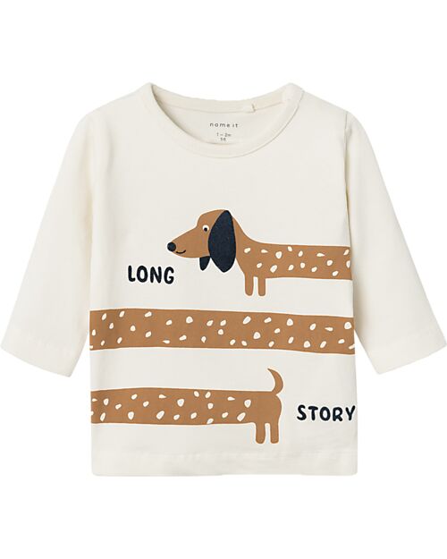 Name it Long Sleeves T-shirt - Jet Stream - Dog - Organic Cotton Long Sleeves Tops