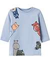 Name it Long Sleeves T-shirt - Zen Blue - Sweet Animals - Bio Cotton Long Sleeves Tops