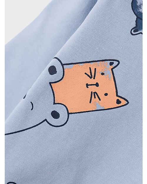 Name it Long Sleeves T-shirt - Zen Blue - Sweet Animals - Bio Cotton Long Sleeves Tops