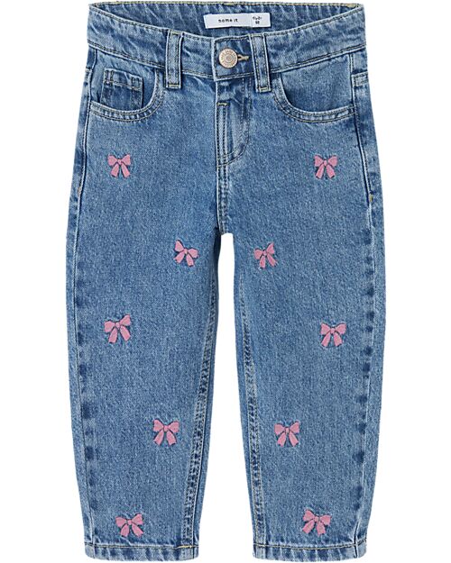 Name it Mom Fit Jeans - Light Blue Denim - Bows - Organic Cotton Jeans