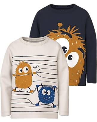 Name it Pack of 2 Long Sleeve T-Shirts - Rubberized Print - Dark Sapphire - 100% Cotton Long Sleeves Tops