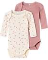 Name it Pack of 2 Long Sleeved Bodysuits - Cotton - Buttercream Hearts Long Sleeves Bodies