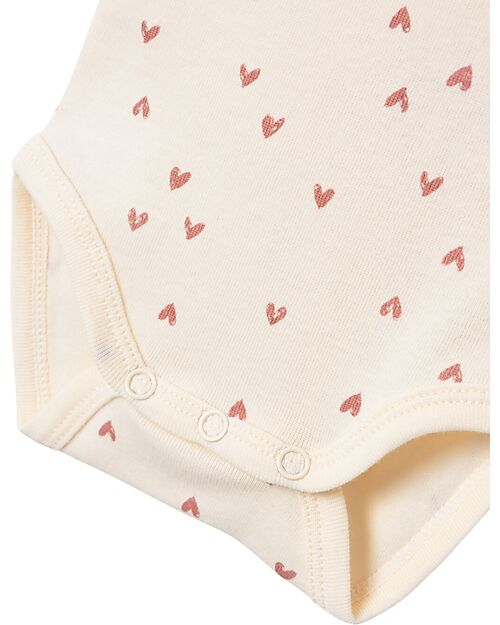 Name it Pack of 2 Long Sleeved Bodysuits - Cotton - Buttercream Hearts Long Sleeves Bodies