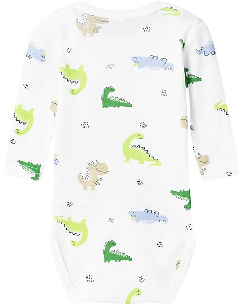 Name it Pack of 2 Long Sleeved Bodysuits - Laurel Wreath - Dino - Organic Cotton Long Sleeves Bodies