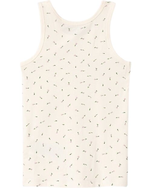 Name it Pack of 2 Tank Tops - Powder Pink and Cream with Flower Pattern - Cotton Vests