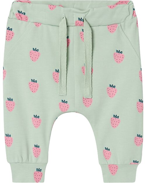 Name it Pack of 2 Track Pants - Jet Stream/Slit Green - with Drawstring - Organic Cotton Trousers