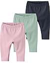 Name it Pack of 3 Leggings - Dark Sapphire/Sage Green/Pink - Organic Cotton Leggings