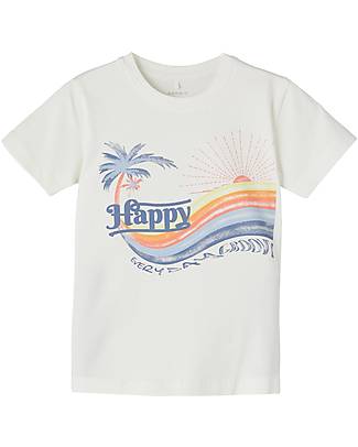 Name it Printed T-Shirt - Happy Everyday - White Alyssum - Organic Cotton T-shirts