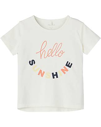 Name it Printed T-Shirt - Hello Sunshine - White Alyssum - Organic Cotton T-shirts