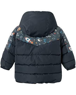 Name it Puffer Jacket with Removable Hood and Space Print - Dark Blue - Recycled Polyester Down Jacket