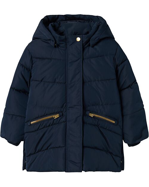 Name it Puffer Jacket with Zip - Dark Sapphire - Detachable Hood Down Jacket
