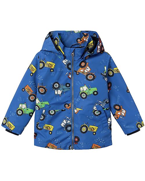 Name it Raincoat with Zip Nautical Blue Tractors with Detachable Hood unisex bambini