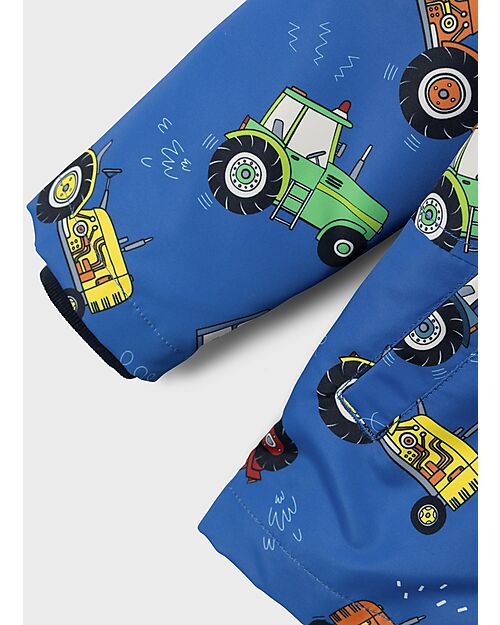 Name it Raincoat with Zip - Nautical Blue - Tractors - with Detachable Hood Waterproof