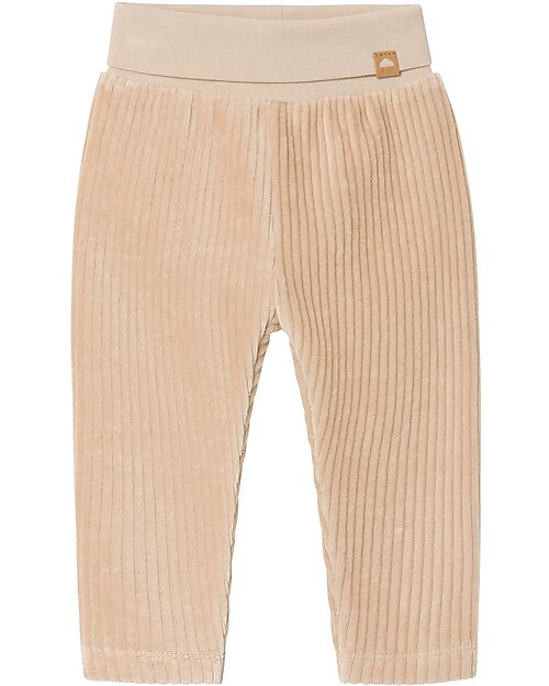 Name it Ribbed Trousers - with Cuffed Waist - Oxford Tan - Velvet Effect Trousers