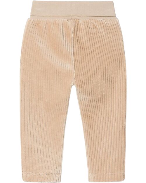 Name it Ribbed Trousers - with Cuffed Waist - Oxford Tan - Velvet Effect Trousers