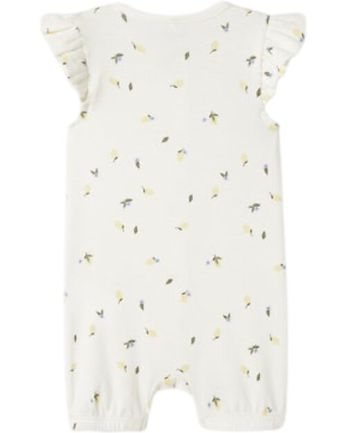 Name it Romper with Buttons - Lemons - Cream - Ruffle Sleeves Short Rompers