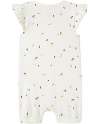 Name it Romper with Buttons - Lemons - Cream - Ruffle Sleeves Short Rompers