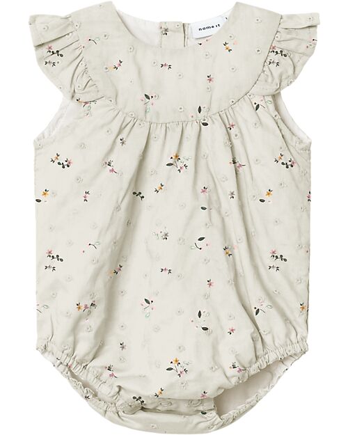Name it Romper with Ruffles - Jet Stream - Flowers - 100% Cotton Short Rompers