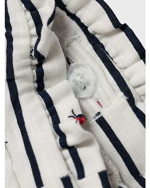 Name it Short Pants with Drawstring - Jet Stream - Stripes - Ladybugs - Organic Cotton Shorts
