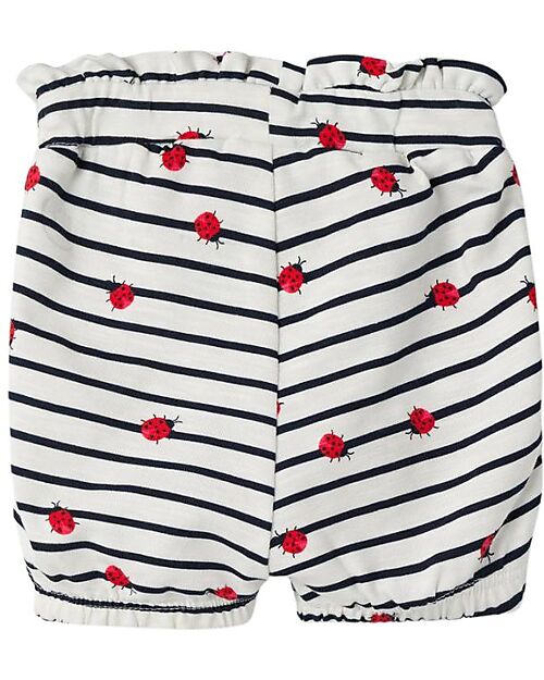 Name it Short Pants with Drawstring - Jet Stream - Stripes - Ladybugs - Organic Cotton Shorts
