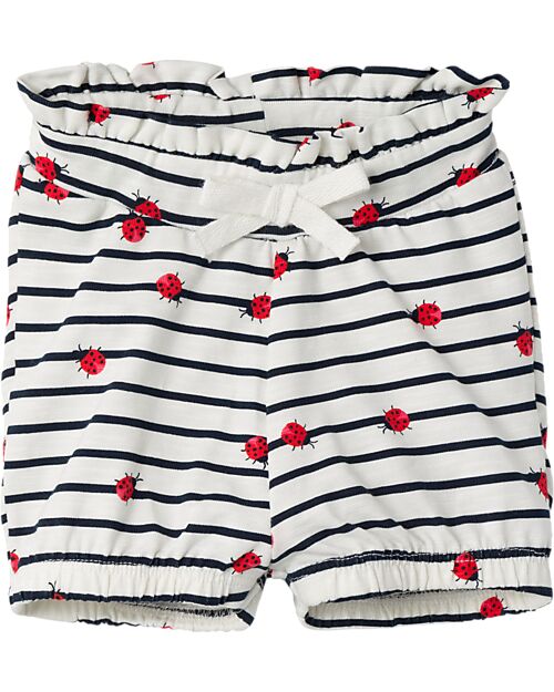 Name it Short Pants with Drawstring - Jet Stream - Stripes - Ladybugs - Organic Cotton Shorts
