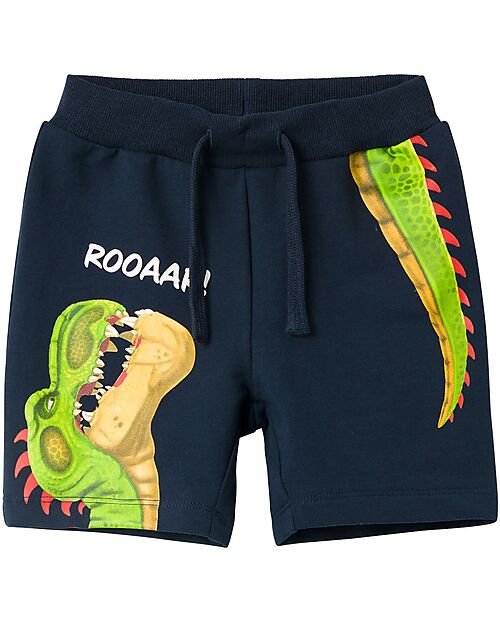 Name it Short Shorts with Drawstring - Dark Sapphire - Dino - Cotton Shorts