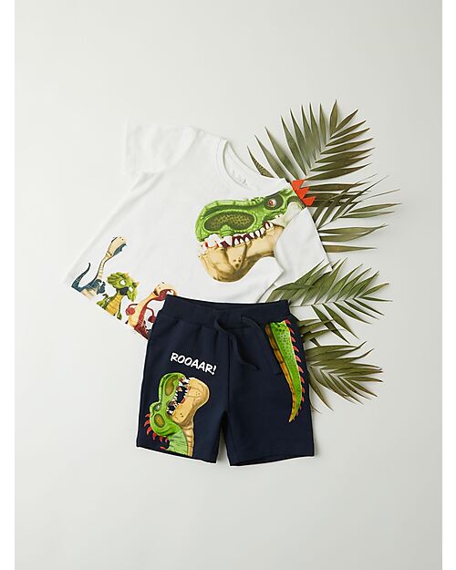 Name it Short Shorts with Drawstring - Dark Sapphire - Dino - Cotton Shorts