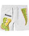 Name it Short Shorts with Drawstring - Light Grey Melange - Dino - Cotton Shorts