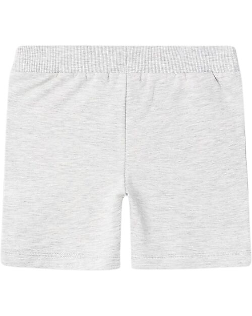 Name it Short Shorts with Drawstring - Light Grey Melange - Dino - Cotton Shorts