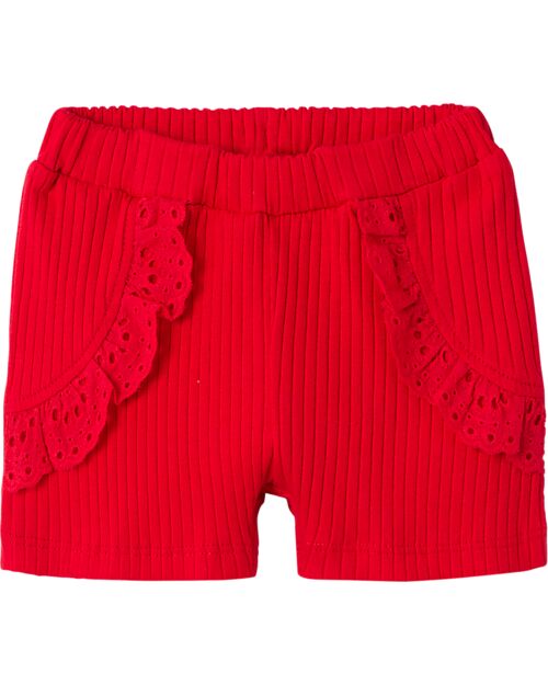 Name it Short Shorts with Ruffles - Tomato - Organic Cotton Shorts