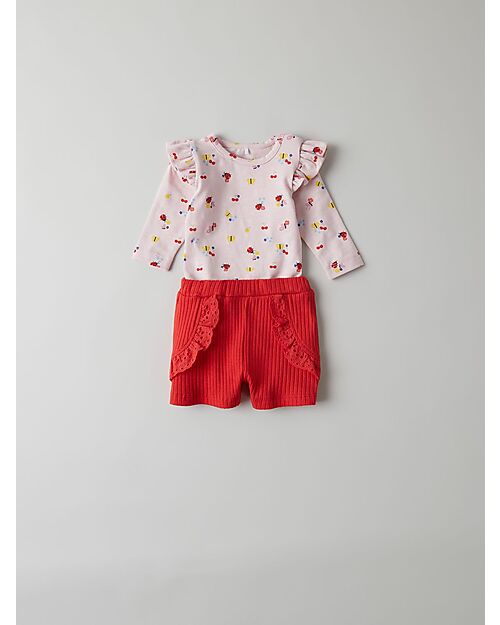 Name it Short Shorts with Ruffles - Tomato - Organic Cotton Shorts