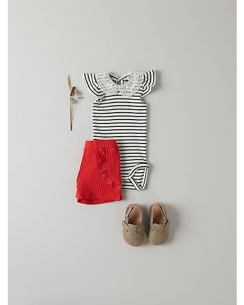 Name it Short Shorts with Ruffles - Tomato - Organic Cotton Shorts