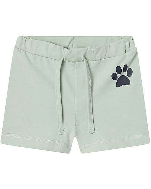 Name it Short - Silt Green - Paw Print - Organic Cotton Shorts