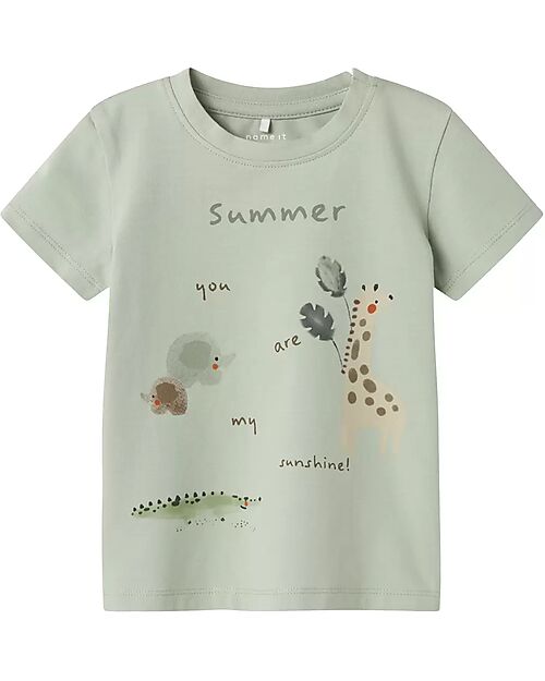 Name it Short Sleeve Jersey - Animals - Aqua Grey - Cotton T-shirts