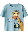 Name it Short Sleeve Jersey - Giraffe - Light Blue - Cotton T-shirts