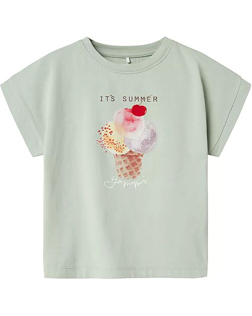 Name it Short Sleeve Jersey - Ice Cream - Aqua Grey - Cotton T-shirts