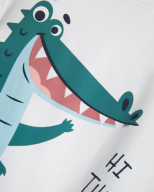 Name it Short Sleeve T-Shirt - Crocodile - White - 100% Cotton T-shirts