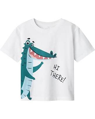 Name it Short Sleeve T-Shirt - Crocodile - White - 100% Cotton T-shirts