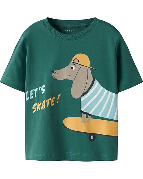 Name it Short Sleeve T-Shirt - Dog - Green - 100% Cotton T-shirts