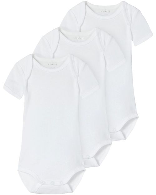 Name it Short-Sleeved Bodysuit 3 Packs - White - in Cotton Short Sleeves Bodies