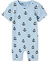 Name it Short Sleeves Romper - Chambray Blue - Anchors - Organic Cotton Short Rompers