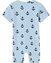 Name it Short Sleeves Romper - Chambray Blue - Anchors - Organic Cotton Short Rompers